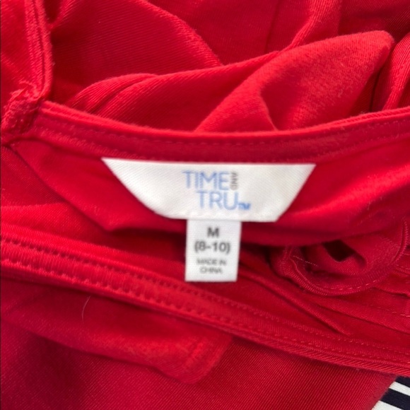 Time and Tru Red Sleeveless Jumpsuit with V-Neck, Medium - Picture 5 of 7